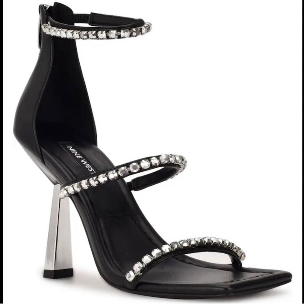 Nine West Black Heels with Silver Accents
